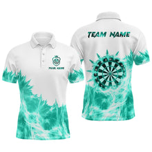 Load image into Gallery viewer, Icy Turquoise Light White Darts Polo &amp; Quarter Zip Custom Dart Shirts For Men Team Darts Jerseys  TDM3682