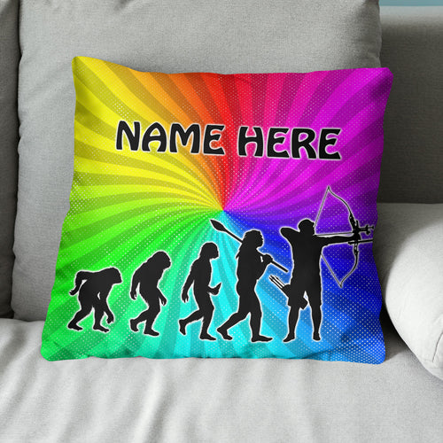 Personalized Funny Archery Evolution Pillow, Archery Colorful Pillows TDM0897