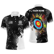 Load image into Gallery viewer, Personalized Paint White 3D Target Archery Men Polo &amp; Quarter-Zip Shirts, Archery Jerseys Attires TDM1969