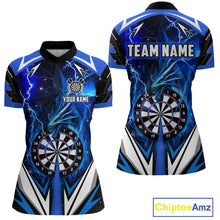 Load image into Gallery viewer, Blue Darts Jerseys Custom Thunder Lightning Dragon Dart Shirt Team Polo &amp; Quarter Zip For Women TDM4314