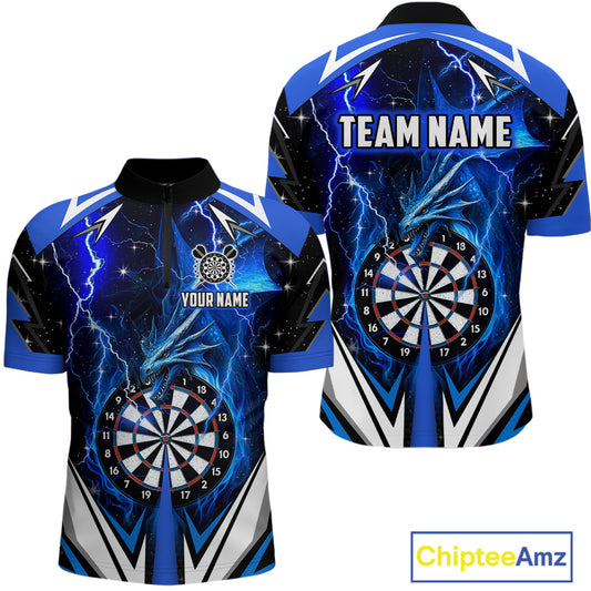 Blue Darts Jerseys Custom Thunder Lightning Dragon Dart Shirt Team Polo & Quarter Zip For Men TDM4314