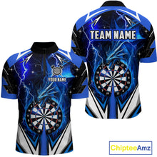 Load image into Gallery viewer, Blue Darts Jerseys Custom Thunder Lightning Dragon Dart Shirt Team Polo &amp; Quarter Zip For Men TDM4314
