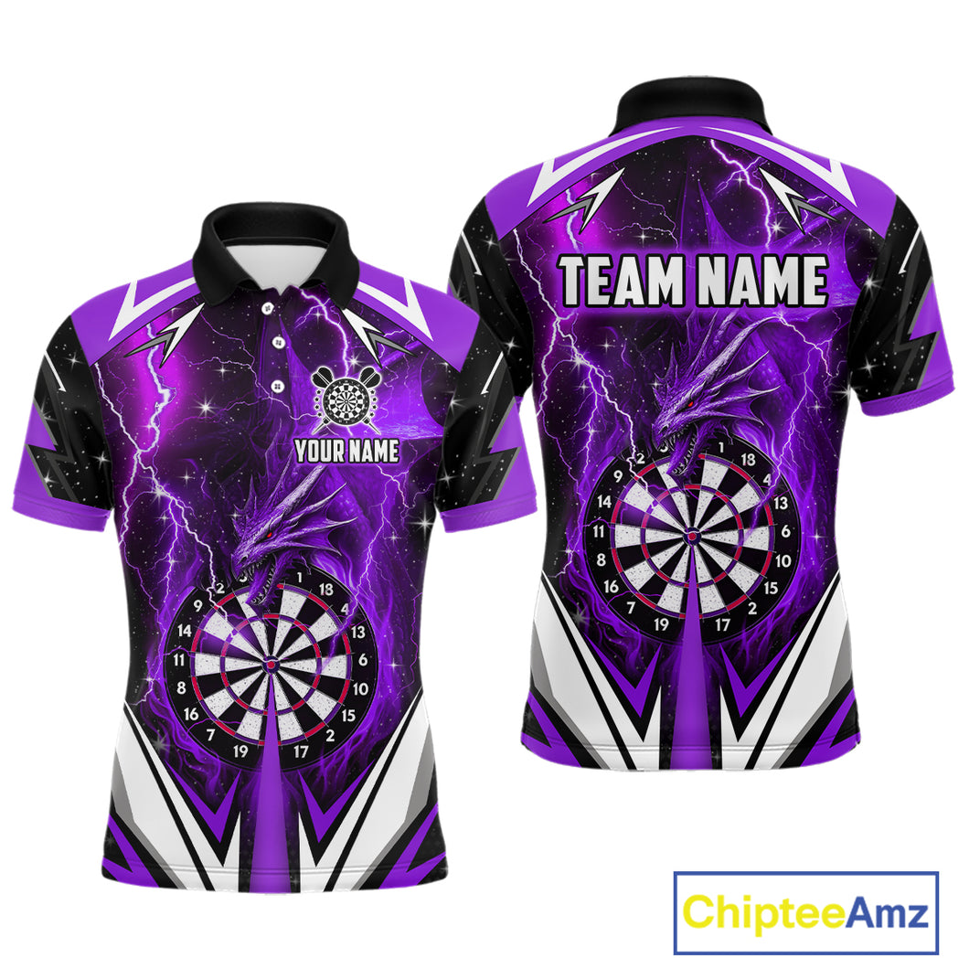 Purple Darts Jerseys Custom Thunder Lightning Dragon Dart Shirt Team Polo & Quarter Zip For Men TDM4316