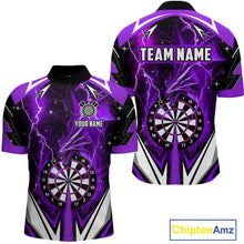 Load image into Gallery viewer, Purple Darts Jerseys Custom Thunder Lightning Dragon Dart Shirt Team Polo &amp; Quarter Zip For Men TDM4316