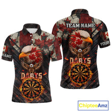 Load image into Gallery viewer, Canada Flag 3D Dartboard Fire Flame Custom Eagle Darts Shirt For Men, Patriotic Darts Team Jersey TDM4148