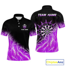 Load image into Gallery viewer, Purple Icy Lights Mens Darts Polo &amp; Quarter Zip Custom Dart Shirts For Team Darts Jerseys Outfit TDM4149