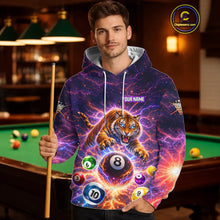 Load image into Gallery viewer, Colorful Pool Balls Tiger Billiard Hoodie For Men And Women Custom Thunder Lightning 8 Ball Hoodie TDM5685