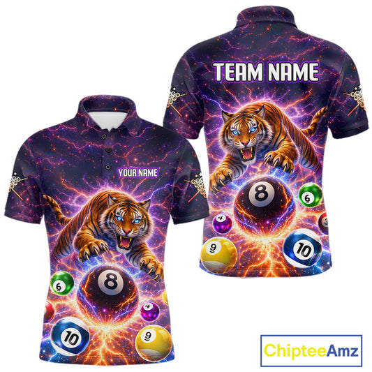Colorful Billiard Balls Tiger Pool Shirt For Men Custom Thunder Lighting Billiard Team Jersey TDM5685