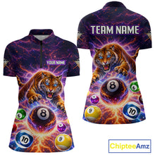 Load image into Gallery viewer, Colorful Billiard Balls Tiger Pool Shirt For Women Custom Thunder Lighting Billiard Team Jersey TDM5685