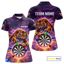 Load image into Gallery viewer, Colorful Thunder Lightning Tiger Darts Shirt For Women Custom Darts Jersey Team Polo &amp; 1/4 Zip TDM5686