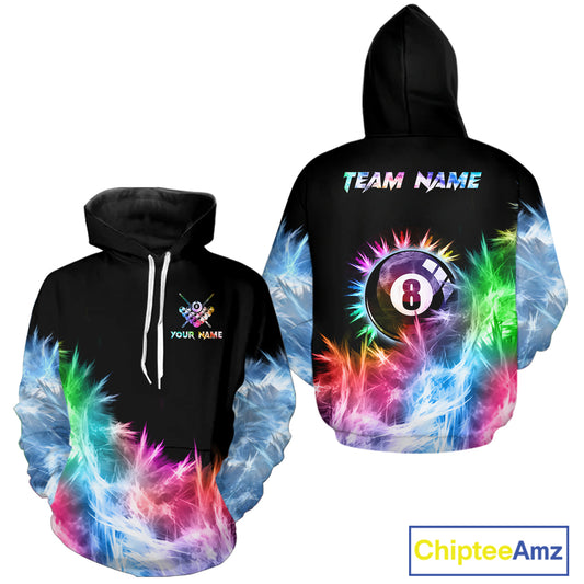 Colorful 8 Ball Pool Icy Light Billiard Hoodie For Men And Women Custom 8 Ball Hoodie Team Jersey TDM5691