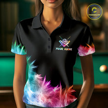 Load image into Gallery viewer, Colorful 8 Ball Pool Icy Light Billiard Polo &amp; Quarter Zip For Women Custom Billiard Team Jerseys TDM5691