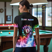 Load image into Gallery viewer, Colorful 8 Ball Pool Icy Light Billiard Polo &amp; Quarter Zip For Women Custom Billiard Team Jerseys TDM5691