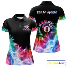Load image into Gallery viewer, Colorful 8 Ball Pool Icy Light Billiard Polo &amp; Quarter Zip For Women Custom Billiard Team Jerseys TDM5691