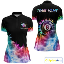 Load image into Gallery viewer, Colorful 8 Ball Pool Icy Light Billiard Polo &amp; Quarter Zip For Women Custom Billiard Team Jerseys TDM5691