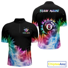 Load image into Gallery viewer, Colorful 8 Ball Pool Icy Light Billiard Polo &amp; Quarter Zip For Men Custom Billiard Team Jerseys TDM5691