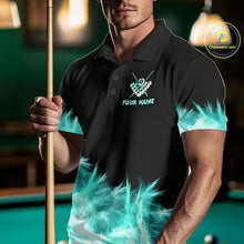 Load image into Gallery viewer, Turquoise Icy Light 8 Ball Pool Billiard Polo &amp; 1/4 Zip For Men Custom Billiard Team Jerseys  TDM5689