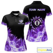 Load image into Gallery viewer, Purple Icy Light 8 Ball Pool Billiard Polo &amp; Quarter Zip For Women Custom Billiard Team Jerseys TDM5690