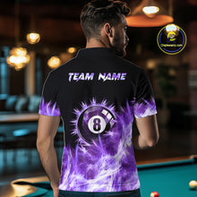 Load image into Gallery viewer, Purple Icy Light 8 Ball Pool Billiard Polo &amp; Quarter Zip For Men Custom Billiard Team Jerseys TDM5690