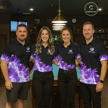 Load image into Gallery viewer, Purple Icy Light 8 Ball Pool Billiard Polo &amp; Quarter Zip For Men Custom Billiard Team Jerseys TDM5690