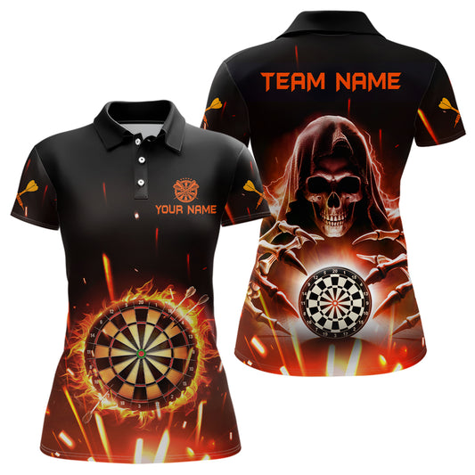 Personalized  Skull Darts Board Fire Flame 3D Women Darts Polo Shirts Custom Darts Team Jersey TDM1404