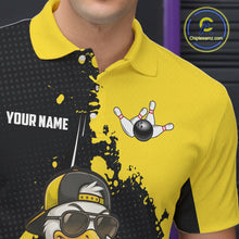 Load image into Gallery viewer, Custom Yellow Black Funny Duck Bowling Shirts For Men, Bowling Team Jersey Polo &amp; 1/4 Zip TDM6293