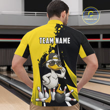 Load image into Gallery viewer, Custom Yellow Black Funny Duck Bowling Shirts For Men, Bowling Team Jersey Polo &amp; 1/4 Zip TDM6293