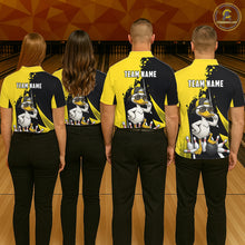 Load image into Gallery viewer, Custom Yellow Black Funny Duck Bowling Shirts For Men, Bowling Team Jersey Polo &amp; 1/4 Zip TDM6293