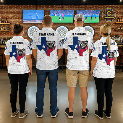 Customized Eagle Texas Flag White Grunge Darts Shirts For Women, Patriotic Darts Team Jersey TDM7178