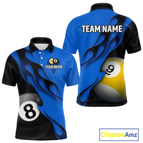 Black And Blue Billiard 8 Ball & 9 Ball Pool Shirt For Men Custom Billiard Team Jersey Uniform TDM5163