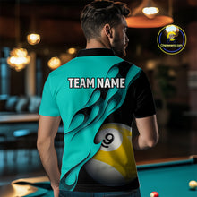 Load image into Gallery viewer, Black And Turquoise Billiard 8 Ball &amp; 9 Ball Pool Shirt For Men Custom Billiard Team Jersey TDM5164