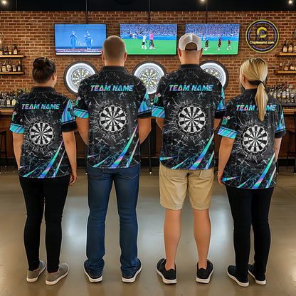 Personalized Holographic Glass Break Darts Shirt For Men Custom Darts Jersey Team Polo & 1/4 Zip TDM5413