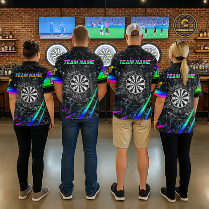 Funny Rainbow Colorful Glass Break Darts Shirt For Men Custom Darts Jersey Team Polo & 1/4 Zip TDM5414