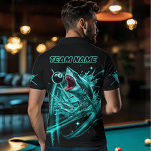 Load image into Gallery viewer, Turquoise 8 Ball Pool Billiard Shark Polo &amp; Quarter Zip For Men Custom Team League Billiard Jersey TDM3408