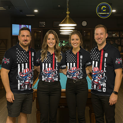 Funny 8 Ball US Flag Billiard Shirt For Women Custom Patriotic Pool Team Jersey Polo & 1/4 Zip TDM6048