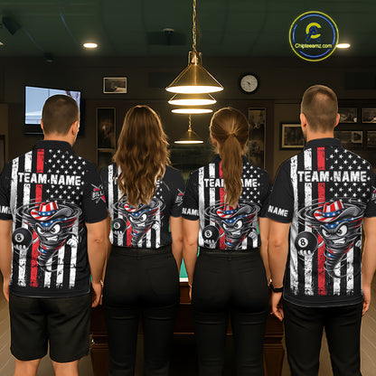 Funny Tornado US Flag 8 Ball Billiard Shirt For Women Custom Pool Team Jersey Polo & Quarter Zip TDM6049