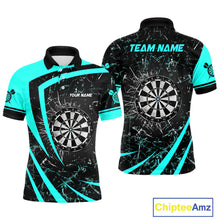 Load image into Gallery viewer, Personalized Turquoise Break Glass Dart Shirts For Men Custom Funny Dart Jerseys Polo &amp; 1/4 Zip TDM3876