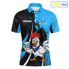 Load image into Gallery viewer, Black And Blue Funny Chicken 10 Ball Billiard Shirt For Men Custom Pool Team Jersey Polo &amp; 1/4 Zip TDM6302