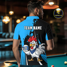 Load image into Gallery viewer, Black And Blue Funny Chicken 10 Ball Billiard Shirt For Men Custom Pool Team Jersey Polo &amp; 1/4 Zip TDM6302