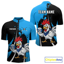 Load image into Gallery viewer, Black And Blue Funny Chicken 10 Ball Billiard Shirt For Men Custom Pool Team Jersey Polo &amp; 1/4 Zip TDM6302
