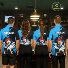 Load image into Gallery viewer, Black And Blue Funny Chicken 10 Ball Billiard Shirt For Men Custom Pool Team Jersey Polo &amp; 1/4 Zip TDM6302
