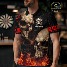 Load image into Gallery viewer, Let My Demon Throw Funny Dart Shirt For Men Custom Flame Skull Darts Team Jersey Polo &amp; 1/4 Zip TDM4166