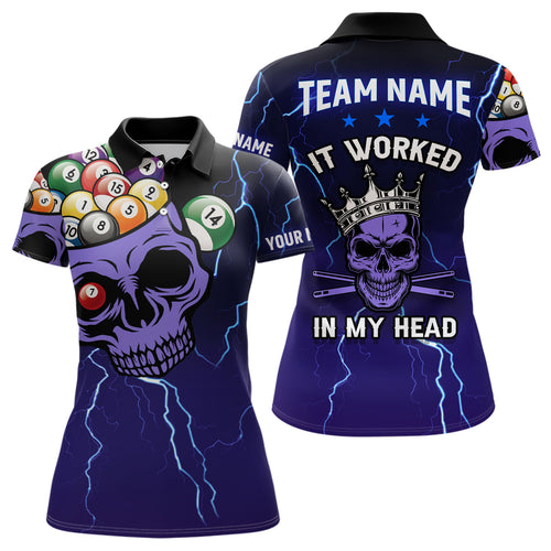 Personalized It Worked In My Head 3D Skull Full Printing Billiards Polo Shirts For Women TDM0077