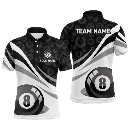 Personalized Black White 8 Ball Pool Billiard Jerseys Men Polo Shirts Custom Billiard Uniform TDM1090
