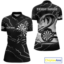 Load image into Gallery viewer, Custom Women&#39;s Dart Shirt – Black &amp; White Lightning Cobra Design – Personalized Dart Team Jersey TDM3882
