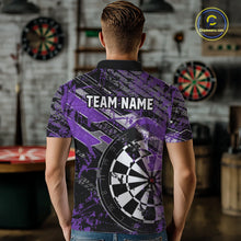 Load image into Gallery viewer, Personalized Purple Splatter Grunge Darts Shirt For Men Custom Darts Jersey Team Polo &amp; 1/4 Zip TDM6486