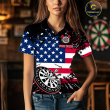 Load image into Gallery viewer, Personalized American Flag Darts Shirt For Women Custom Grunge Paint Splash Patriotic Dart Jersey TDM4171