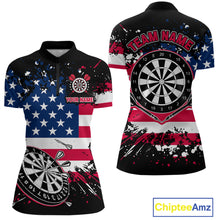 Load image into Gallery viewer, Personalized American Flag Darts Shirt For Women Custom Grunge Paint Splash Patriotic Dart Jersey TDM4171