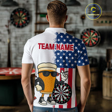 Load image into Gallery viewer, Funny Beer American Flag Dart Shirts For Men Custom Patriotic Darts Team Jerseys Polo &amp; 1/4 Zip TDM4177