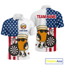 Load image into Gallery viewer, Funny Beer American Flag Dart Shirts For Men Custom Patriotic Darts Team Jerseys Polo &amp; 1/4 Zip TDM4177